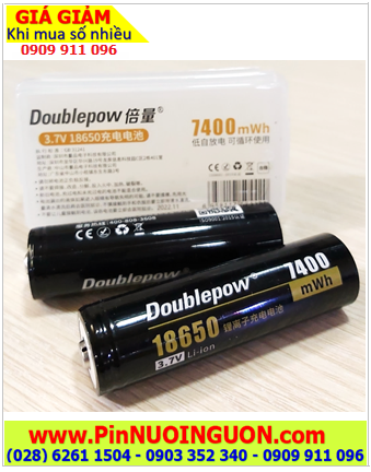COMBO 02viên Pin sạc 18650 3.7v DoublePow 18650-7400mWh (=4600mAh) _Giá chỉ 109.000đ /Tặng 01hộp Bảo vệ